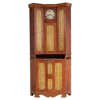 Early 19th Century Swedish Country Corner Clock Bureau Cabinet-MJF-1089610