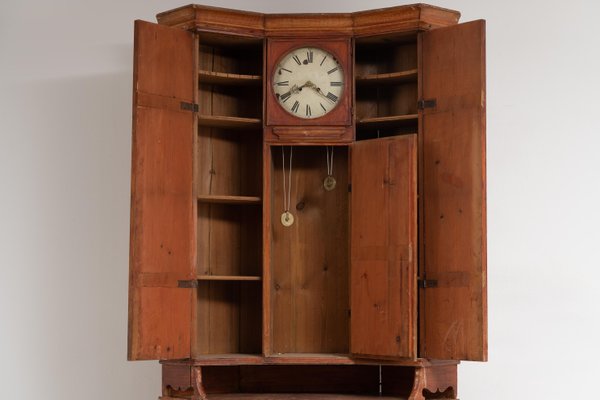 Early 19th Century Swedish Country Corner Clock Bureau Cabinet-MJF-1089610