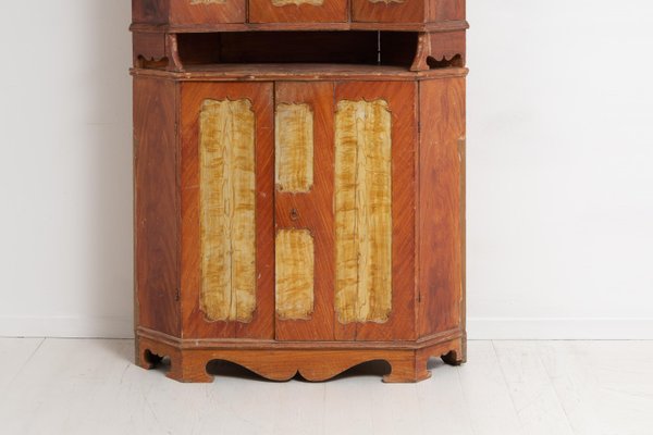 Early 19th Century Swedish Country Corner Clock Bureau Cabinet-MJF-1089610