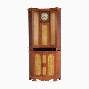 Early 19th Century Swedish Country Corner Clock Bureau Cabinet-MJF-1089610