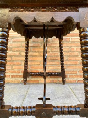 Early 20th-Century Antique Castilian Walnut Table With Solomonic Turn Legs-NOU-809330