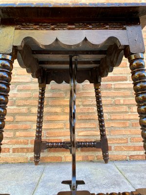 Early 20th-Century Antique Castilian Walnut Table With Solomonic Turn Legs-NOU-809330