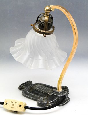 Early 20th Century Art Nouveau Glass and Metal Bedside Lamp, Austria, 1890s-BKO-1417462