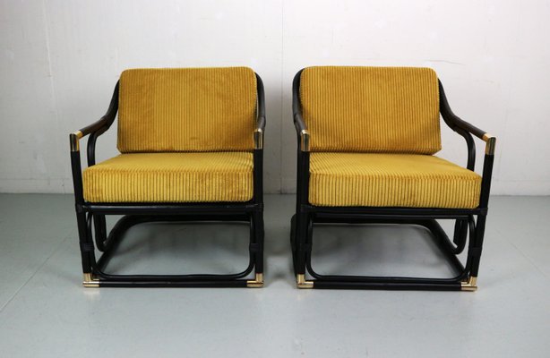 Early 20th Century Bamboo and Brass Loungers, France, Set of 2-DT-2026317