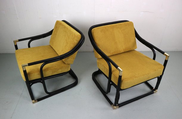 Early 20th Century Bamboo and Brass Loungers, France, Set of 2-DT-2026317