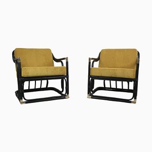 Early 20th Century Bamboo and Brass Loungers, France, Set of 2-DT-2026317