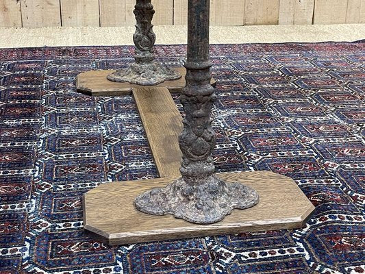 Early 20th Century Bistro Table with Marble Tray and Cast Iron & Oak Base-QYF-1789876