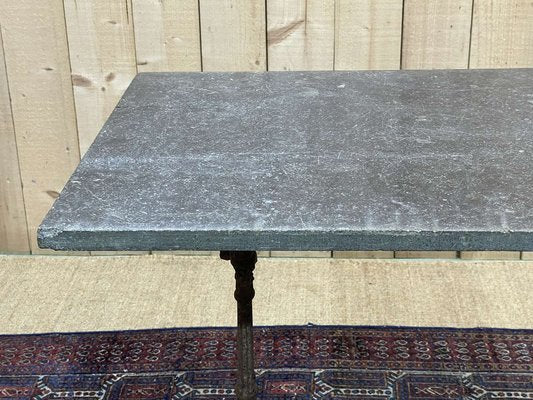 Early 20th Century Bistro Table with Marble Tray and Cast Iron & Oak Base-QYF-1789876