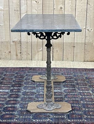 Early 20th Century Bistro Table with Marble Tray and Cast Iron & Oak Base-QYF-1789876