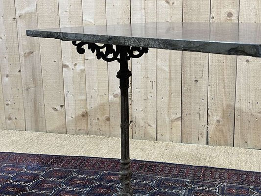 Early 20th Century Bistro Table with Marble Tray and Cast Iron & Oak Base-QYF-1789876