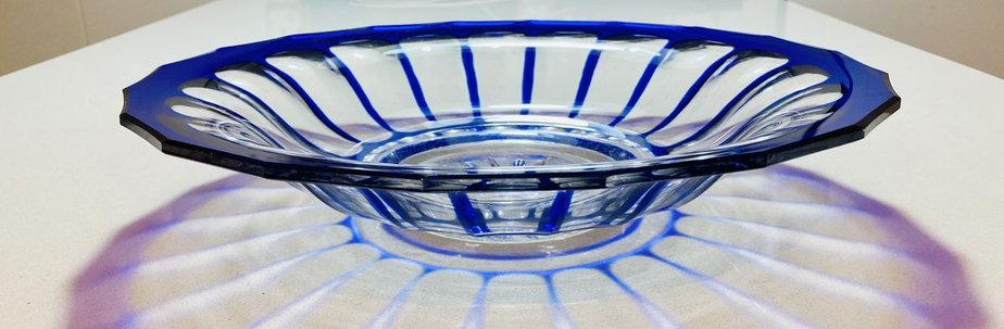 Early 20th-Century Blue Carved Bohemian Crystal Center Plate-NOU-799153