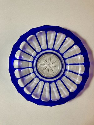 Early 20th-Century Blue Carved Bohemian Crystal Center Plate-NOU-799153