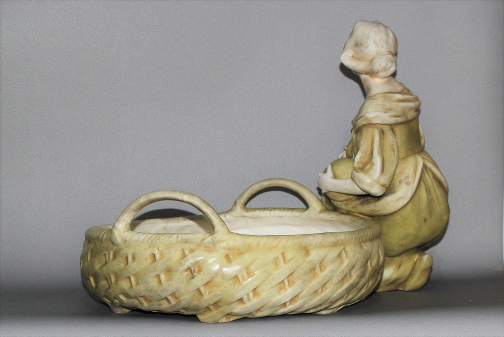 Early 20th Century Bohemia Patera Fruit Bowl with Figure of Woman, 1920s