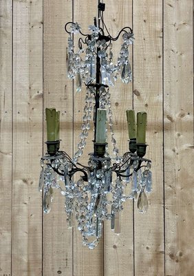 Early 20th Century Bronze Chandelier with Tassels-QYF-2036131