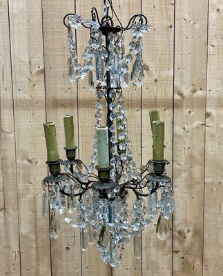 Early 20th Century Bronze Chandelier with Tassels-QYF-2036131