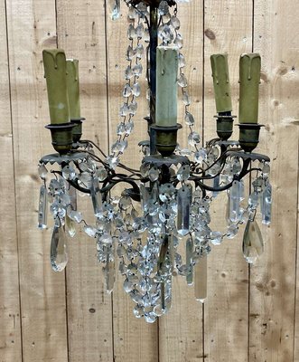 Early 20th Century Bronze Chandelier with Tassels-QYF-2036131