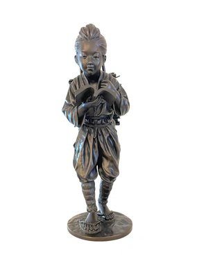 Early-20th Century Bronze Figure Representing Kinjiro Ninomiya Sontoku, Japan-WMV-2017956