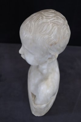 Early 20th Century Bust of a Child Sculpture in White Carrara Marble-DCO-2020594