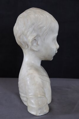 Early 20th Century Bust of a Child Sculpture in White Carrara Marble-DCO-2020594