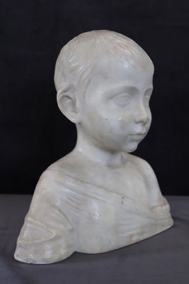 Early 20th Century Bust of a Child Sculpture in White Carrara Marble-DCO-2020594