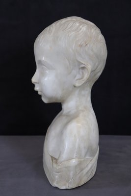 Early 20th Century Bust of a Child Sculpture in White Carrara Marble-DCO-2020594