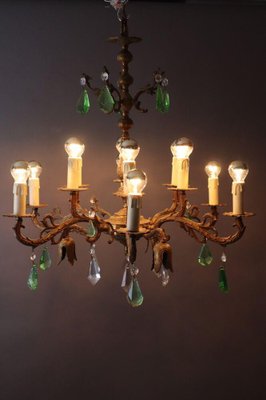 Early 20th Century Candlestick Chandelier in Bronze & Glass-ESB-1376904