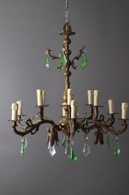 Early 20th Century Candlestick Chandelier in Bronze & Glass-ESB-1376904