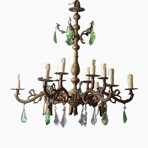 Early 20th Century Candlestick Chandelier in Bronze & Glass-ESB-1376904