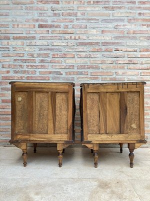 Early 20th Century Carved Oak Nightstands, 1940s, Set of 2-NOU-996923