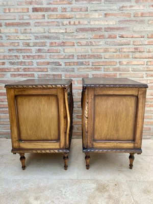 Early 20th Century Carved Oak Nightstands, 1940s, Set of 2-NOU-996923