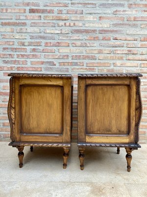 Early 20th Century Carved Oak Nightstands, 1940s, Set of 2-NOU-996923