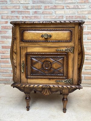 Early 20th Century Carved Oak Nightstands, 1940s, Set of 2-NOU-996923