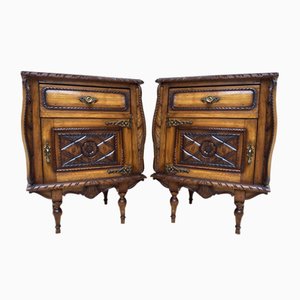 Early 20th Century Carved Oak Nightstands, 1940s, Set of 2-NOU-996923