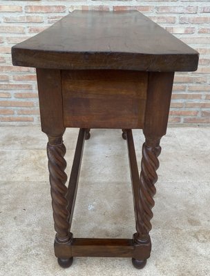 Early 20th Century Catalan Spanish Carved Walnut Console Table with Two Drawers, 1900s-NOU-1746391