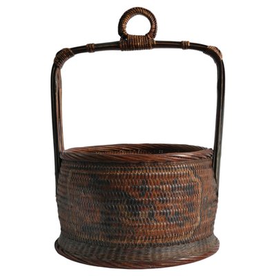 Early 20th Century Chinese Betrothal or Wedding Basket with Peony and Bird Motif-RUK-1815032