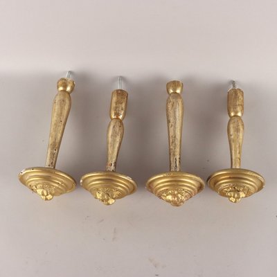 Early 20th Century Curtain Holders in Gilded Wood, Set of 4-VMM-1713223