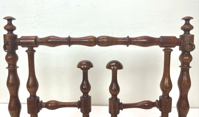 Early 20th Century Edwardian Foldable Turned Wood Wall Coat and Hat Rack, 1890s-WZZ-1420537