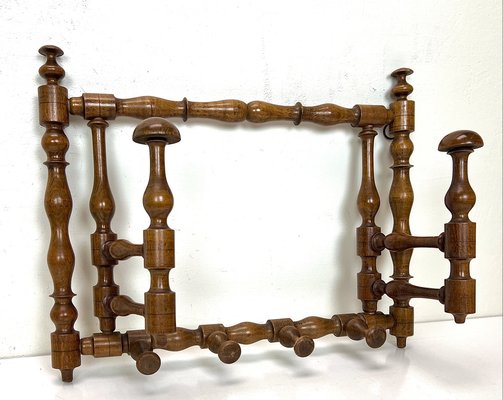 Early 20th Century Edwardian Foldable Turned Wood Wall Coat and Hat Rack, 1890s-WZZ-1420537