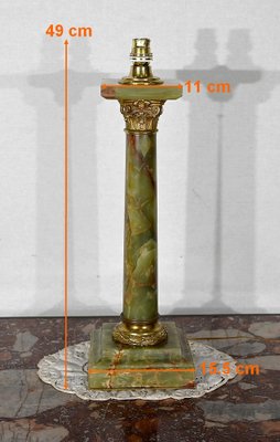 Early 20th Century Empire Column Lamp in Green Onyx-RVK-1452803