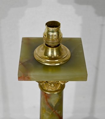 Early 20th Century Empire Column Lamp in Green Onyx-RVK-1452803