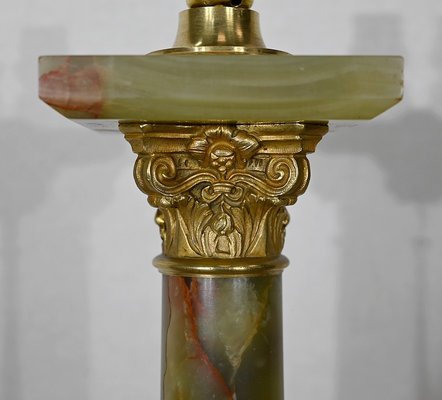 Early 20th Century Empire Column Lamp in Green Onyx-RVK-1452803