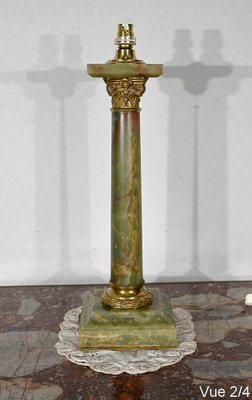 Early 20th Century Empire Column Lamp in Green Onyx-RVK-1452803