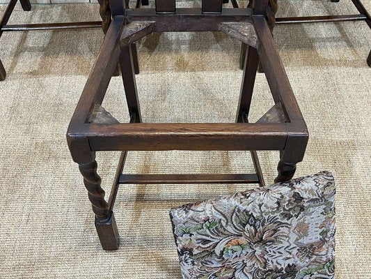 Early 20th Century English Dining Chairs in Oak, Set of 4-QYF-1332086