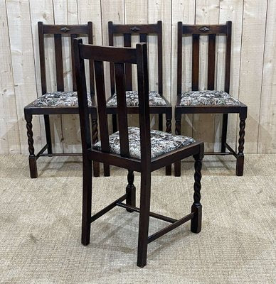 Early 20th Century English Dining Chairs in Oak, Set of 4-QYF-1332086