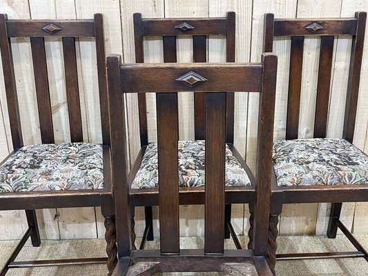 Early 20th Century English Dining Chairs in Oak, Set of 4-QYF-1332086