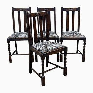 Early 20th Century English Dining Chairs in Oak, Set of 4-QYF-1332086