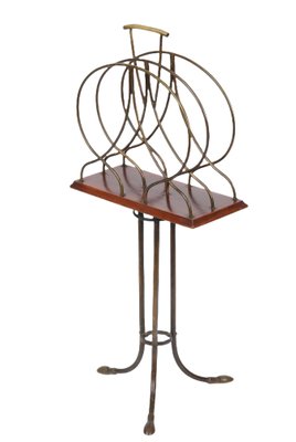 Early 20th Century English Wood and Brass Newspaper and Magazine Stand-JDR-1180042