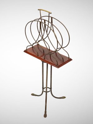 Early 20th Century English Wood and Brass Newspaper and Magazine Stand-JDR-1180042