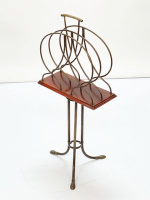 Early 20th Century English Wood and Brass Newspaper and Magazine Stand-JDR-1180042