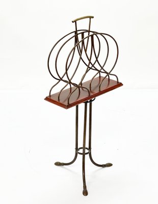 Early 20th Century English Wood and Brass Newspaper and Magazine Stand-JDR-1180042